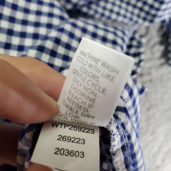 J. Jill Shirt Womens XL Tall Navy Blue Gingham Long Sleeve Blouse - Picture 4 of 9